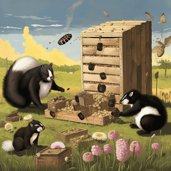 lordmunchkin a cartoon of a mother skunk with kits pawing at a  5ec7d34f-8f4b-4bc3-b1db-441548d7a42e