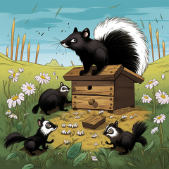 lordmunchkin a cartoon of a mother skunk with kits pawing at a  10842729-9c82-46e9-ba87-6579fcc80c7a