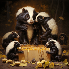 lordmunchkin a mother skunk teaching kits about honey bees c3f3d24a-3770-4c6b-a76e-ac60c1c5148d