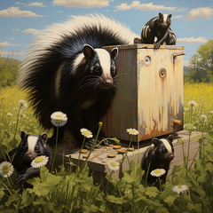 lordmunchkin american striped skunk with kits staring at bee hi b7ae20ea-a712-495a-a805-93f87d8e6667