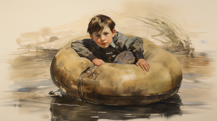 lordmunchkin a young boy in an inner tube on a river in the sty 5f8d52ee-4221-4dc7-8a7f-f0a4dc2b8fa4