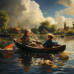 lordmunchkin children enjoying a river in canoes and inner tube daba971d-55cc-44d5-b48a-4544cb30da19