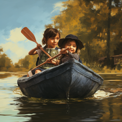lordmunchkin a little girl in a canoe floating alongside a litt bbd4b513-56ac-4476-b1ee-ffd2b1b8d037