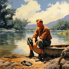 lordmunchkin 1960s adventurer looking at a canoe and an inner t aa940f19-5239-4e68-b34a-80071caa9bcf