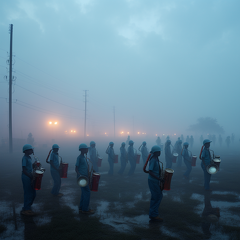 lordmunchkin marching band practice in oil field misty at dusk 30c7350b-e6b4-4381-91a5-23c29ab1b855