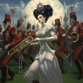 lordmunchkin marching band on football field in a belle epoque  5805494b-1783-4481-99e6-2088e4a3f1b4