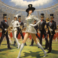 lordmunchkin marching band on football field in a belle epoque  e2f8c0fe-d3c2-4c72-a3f3-4030905bf96a