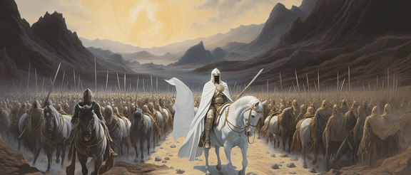 lordmunchkin A landscape of a wizard on a white horse with whit 64a8ec81-8241-40d2-84ea-92e354ebb101
