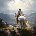 lordmunchkin A man dressed in white robes on a horse at on the  ad41234f-1c6c-4b75-821a-293999c99511