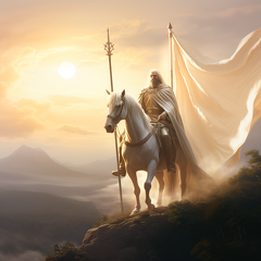 lordmunchkin A white robed wizard on a white horse holding a si 540d7259-e478-4e45-ab88-60ba6ab02982