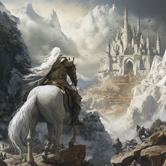lordmunchkin A wizard dressed in white robes on a white horse o 9e56b97f-b812-4bd0-a8a9-6c7753d31c16