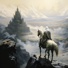 lordmunchkin A wizard dressed in white robes on a white horse o ee8df870-527f-487a-897f-c1acf8f08b5e