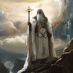 lordmunchkin A wizard dressed in white robes with a wooden staf e4b09fd8-1d1a-4131-b5c2-9dabca7c90e4