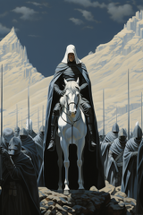 lordmunchkin Wizard on a white horse with white robes with whit 23bc56be-e3c2-420c-9cb2-ce2f9777083a
