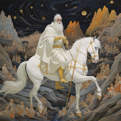 lordmunchkin Wizard on a white horse with white robes with whit ce2c55ca-18de-4b9c-99d9-08e371e46899