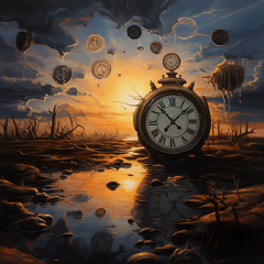 lordmunchkin Oil painting of daylight saving time ending --v 5. 26afc00f-90e2-4c0f-b28e-7bc6f49a88aa