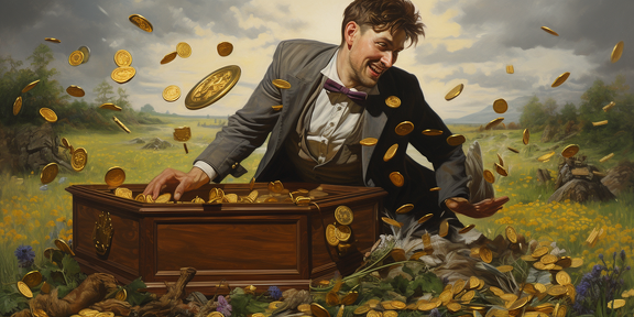 lordmunchkin A man finding a treasure chest filled with gold co aefa3583-21db-49c0-92b6-60176b556036 (1)