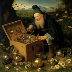 lordmunchkin A man finding a treasure chest filled with gold co 8eee6fbf-debb-4174-a3ef-e2bd81b30406