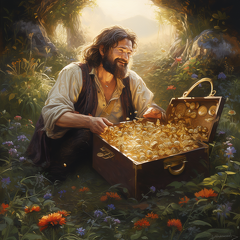lordmunchkin A man finding a treasure chest filled with gold co c4cb1c8b-de3d-4b11-972f-830ec7c46b3b
