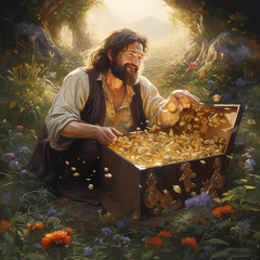 lordmunchkin A man finding a treasure chest filled with gold co d97181b8-9267-445d-8e02-d5ea13ce6c3b