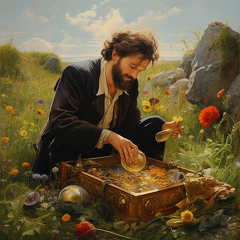 lordmunchkin A man finding a treasure chest filled with gold co d97181b8-9267-445d-8e02-d5ea13ce6c3b (3)