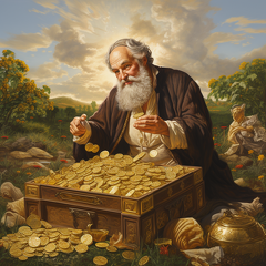 lordmunchkin A man finding a treasure chest filled with gold co 71559645-f8bc-460a-8f38-f2fa334dfde8