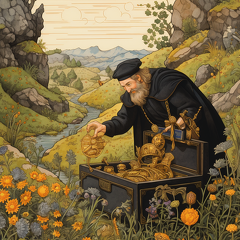 lordmunchkin Medieval illustration of a man finding a treasure  ae6dbe68-731f-4097-8dcc-879bcc9db8ac (1)
