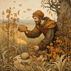 lordmunchkin Medieval illustration of a man finding a treasure  5499a8da-8991-4f5c-be22-d51b1f212d1e