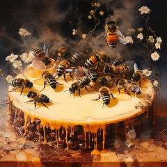 lordmunchkin an encaustic painting of honey bees building a h 3b54a35a-ca41-479f-b0d8-c4190ad0e891 0