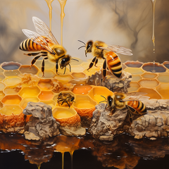 lordmunchkin an encaustic painting of honey bees building a h 3b54a35a-ca41-479f-b0d8-c4190ad0e891 2