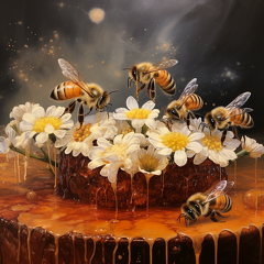 lordmunchkin an encaustic painting of honey bees building a h 3b54a35a-ca41-479f-b0d8-c4190ad0e891 3
