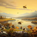 lordmunchkin A detailed painting of honey bees building a hiv 93eae628-26b6-4b94-879f-dee9da46f0d1 3