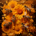 lordmunchkin An encaustic painting of honey bees building a h 1465df70-7e40-4957-b22b-22b19cf8a62a 1