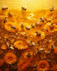 lordmunchkin An encaustic painting of honey bees building a h 1465df70-7e40-4957-b22b-22b19cf8a62a 2