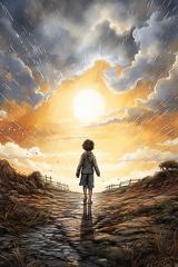 lordmunchkin Draw a hopeful illustration of a child returning 8fca84cb-491d-487e-a284-5d6d3f2e081f 1