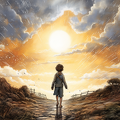 lordmunchkin Draw a hopeful illustration of a child returning 8fca84cb-491d-487e-a284-5d6d3f2e081f 1