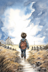 lordmunchkin Draw a hopeful illustration of a child returning 17add953-8f5f-464a-adb3-71b5263a35c0 3