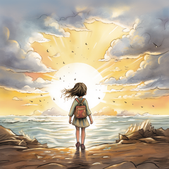 lordmunchkin Draw a hopeful illustration of a child returning ccf7ec31-cb79-40df-a41a-adb9e06a4e94 1