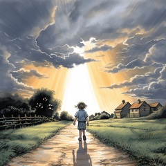lordmunchkin Draw a hopeful illustration of a child returning ccf7ec31-cb79-40df-a41a-adb9e06a4e94 2