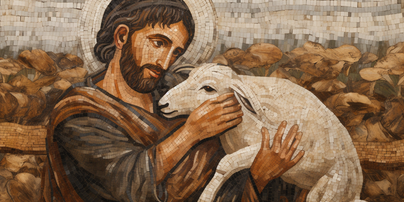 lordmunchkin A mosaic of a shepherd from Bible times carrying a7f394a1-9e4d-43ca-8c72-64ff0570d498 0