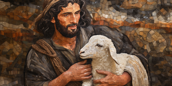 lordmunchkin A mosaic of a shepherd from Bible times carrying a7f394a1-9e4d-43ca-8c72-64ff0570d498 1