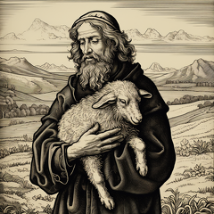 lordmunchkin A woodcut engraving of a shepherd from Bible tim 4a031cb9-7869-4ec0-a254-848b08f775b9 1