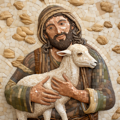 lordmunchkin A mosaic of a shepherd from Bible times carrying 67ef4a05-a14b-4235-8de1-5a5791889176 2