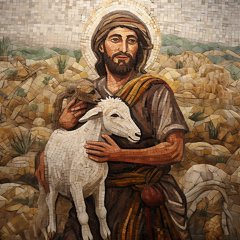 lordmunchkin A mosaic of a shepherd from Bible times carrying 67ef4a05-a14b-4235-8de1-5a5791889176 0